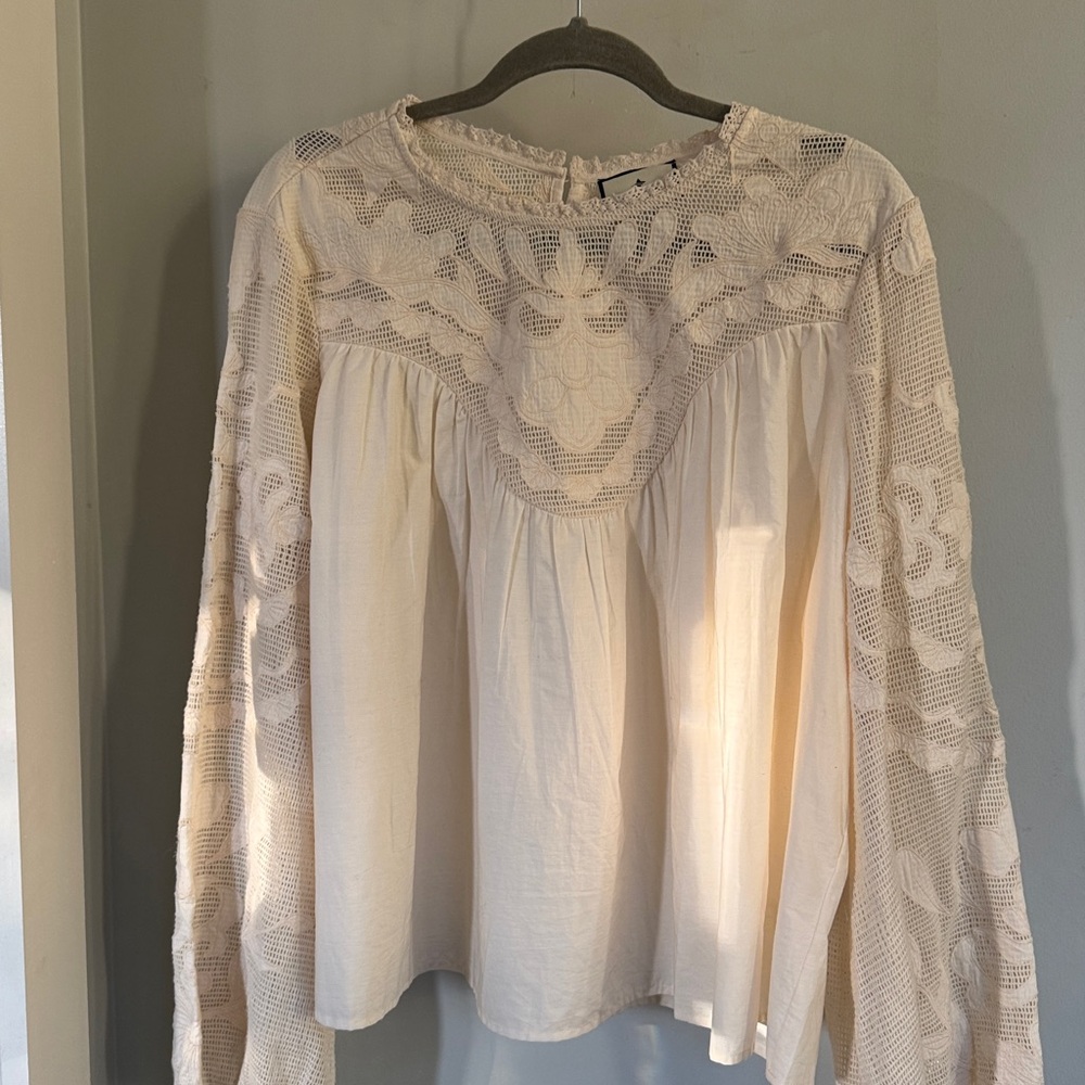 Tuckernuck White Blouse with Elegant Sleeves - Picture 3 of 8